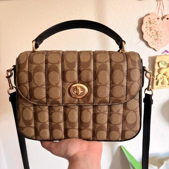 Coach Handbags - Coach marlie top handle brown
